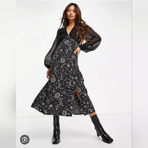 ASOS | Neon Rose Celestial Tea Dress - Picture 3 of 13